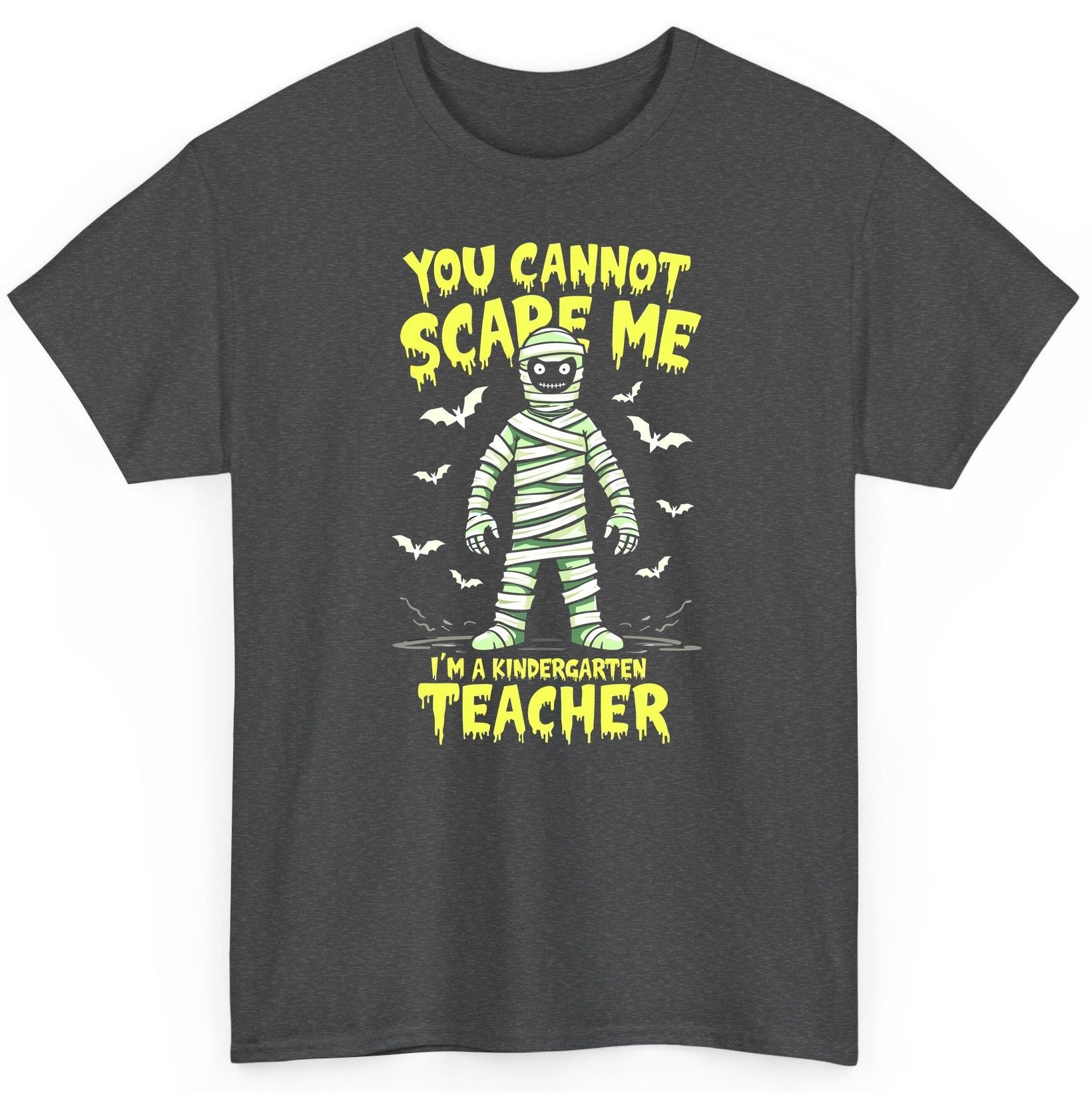 You Cannot Scare Me I'm a Kindergarten Teacher kindergarten teacher T-Shirt Dark Heather product mockup