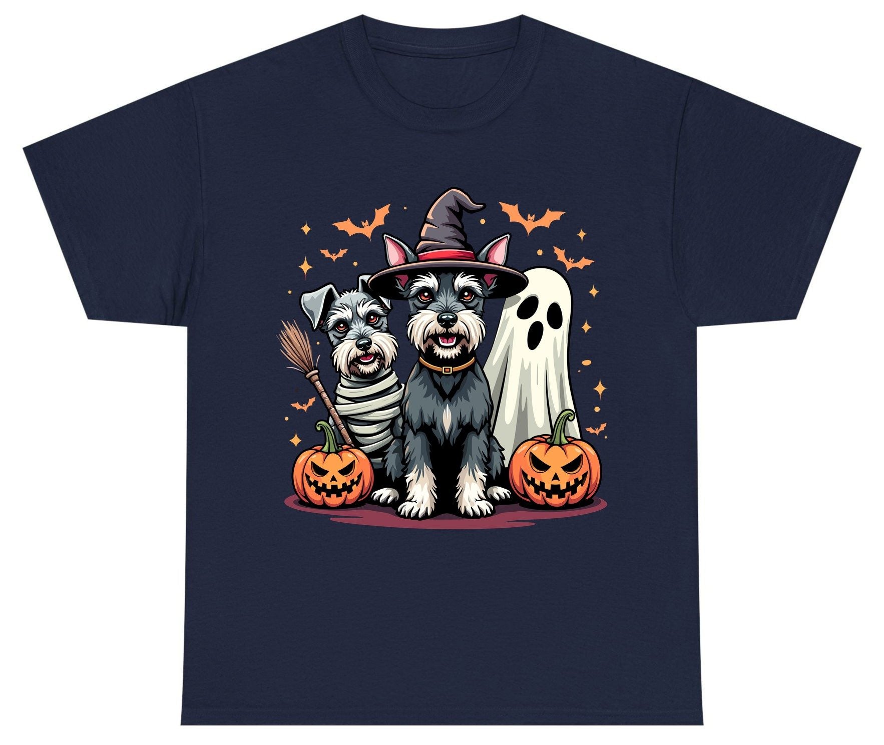 Halloween Schnauzer Dogs schnauzer dogs Youth T-Shirt Navy product mockup