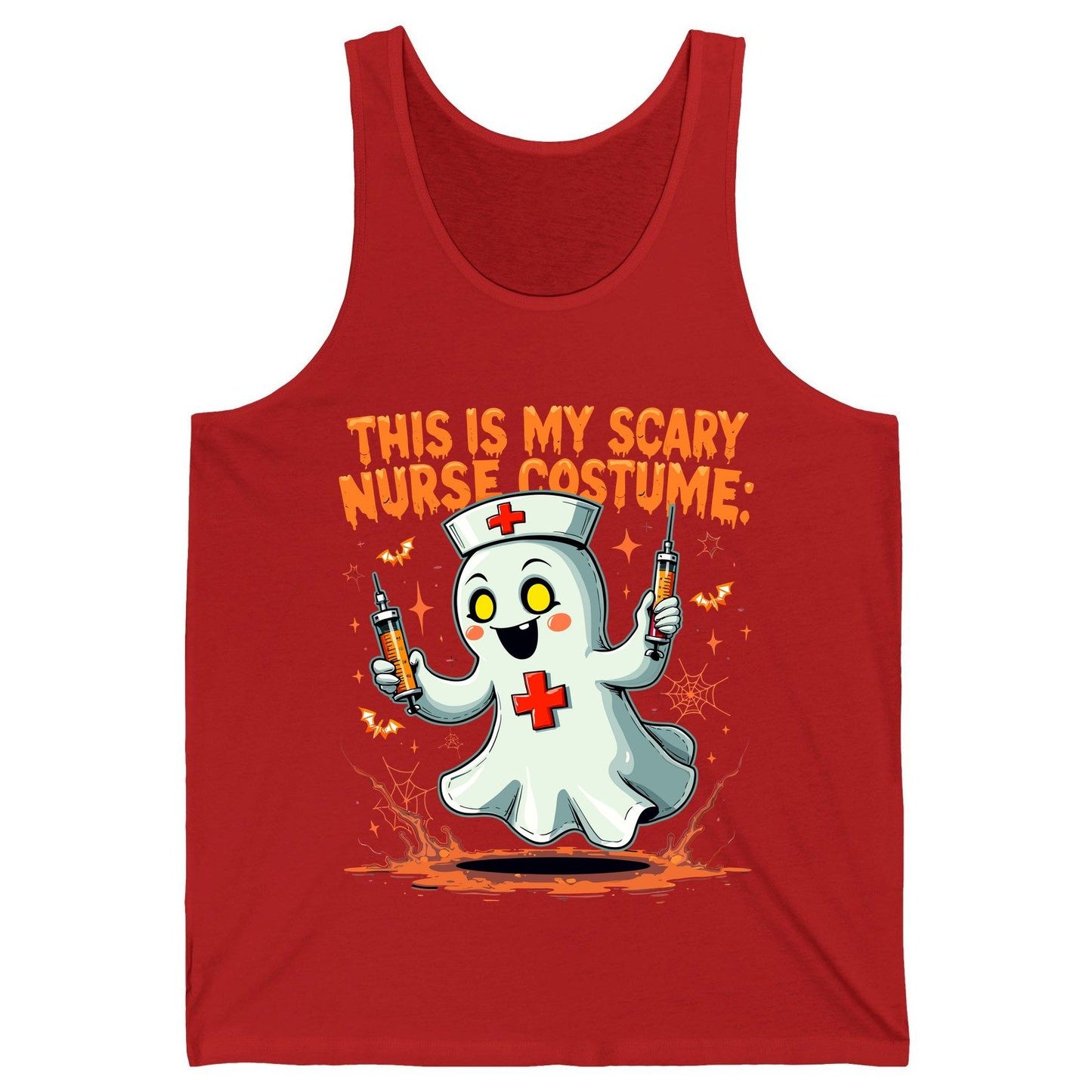 This Is My Scary Nurse Costume ghost nurse Tank Top Red product mockup