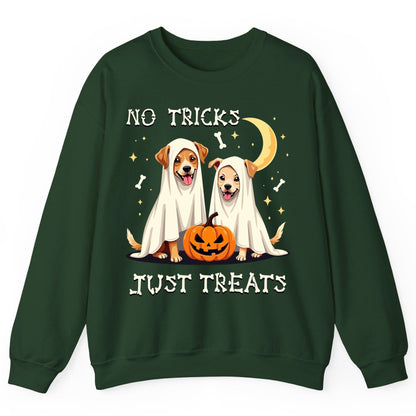 No Tricks Just Treats Halloween dogs Sweatshirt Forest Green product mockup