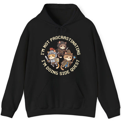 I'm Not Procrastinating I'm Doing Side Quest rpg cats Hoodie Black product mockup