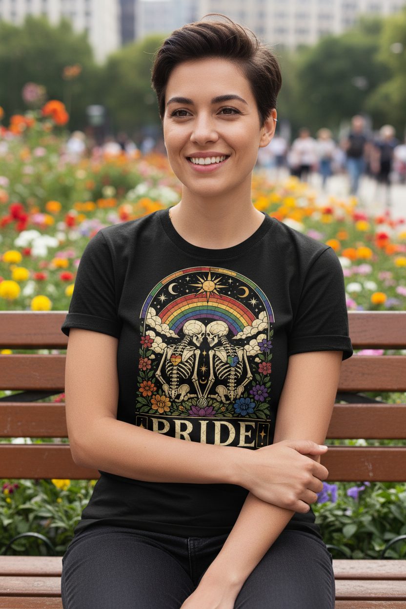Pride Lgbtq+ T-Shirt - lifestyle model mockup - Black