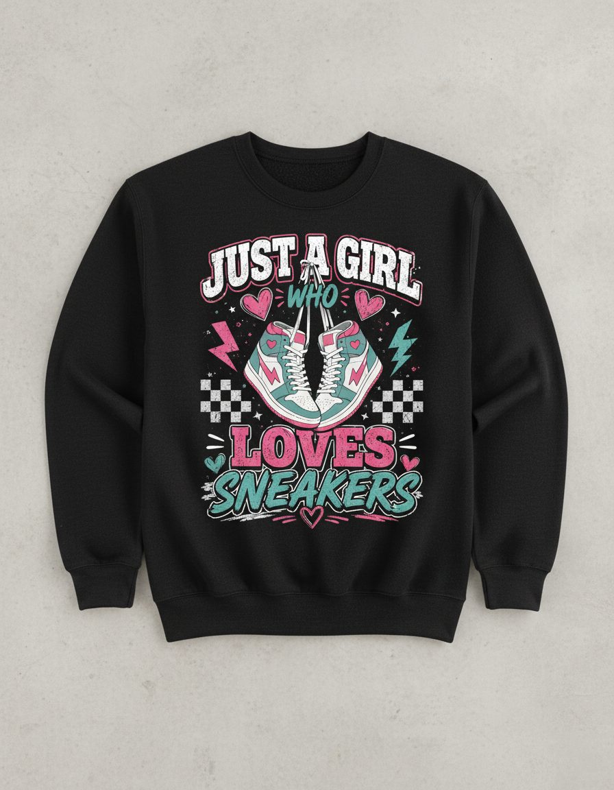 Sneakers Retro Sneakerheads Sweatshirt - product mockup - Black