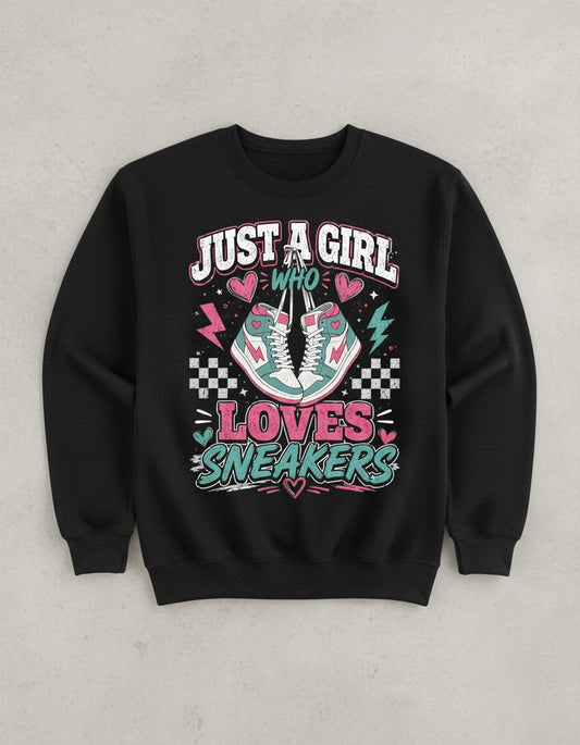 Sneakers Retro Sneakerheads Sweatshirt - product mockup - Black