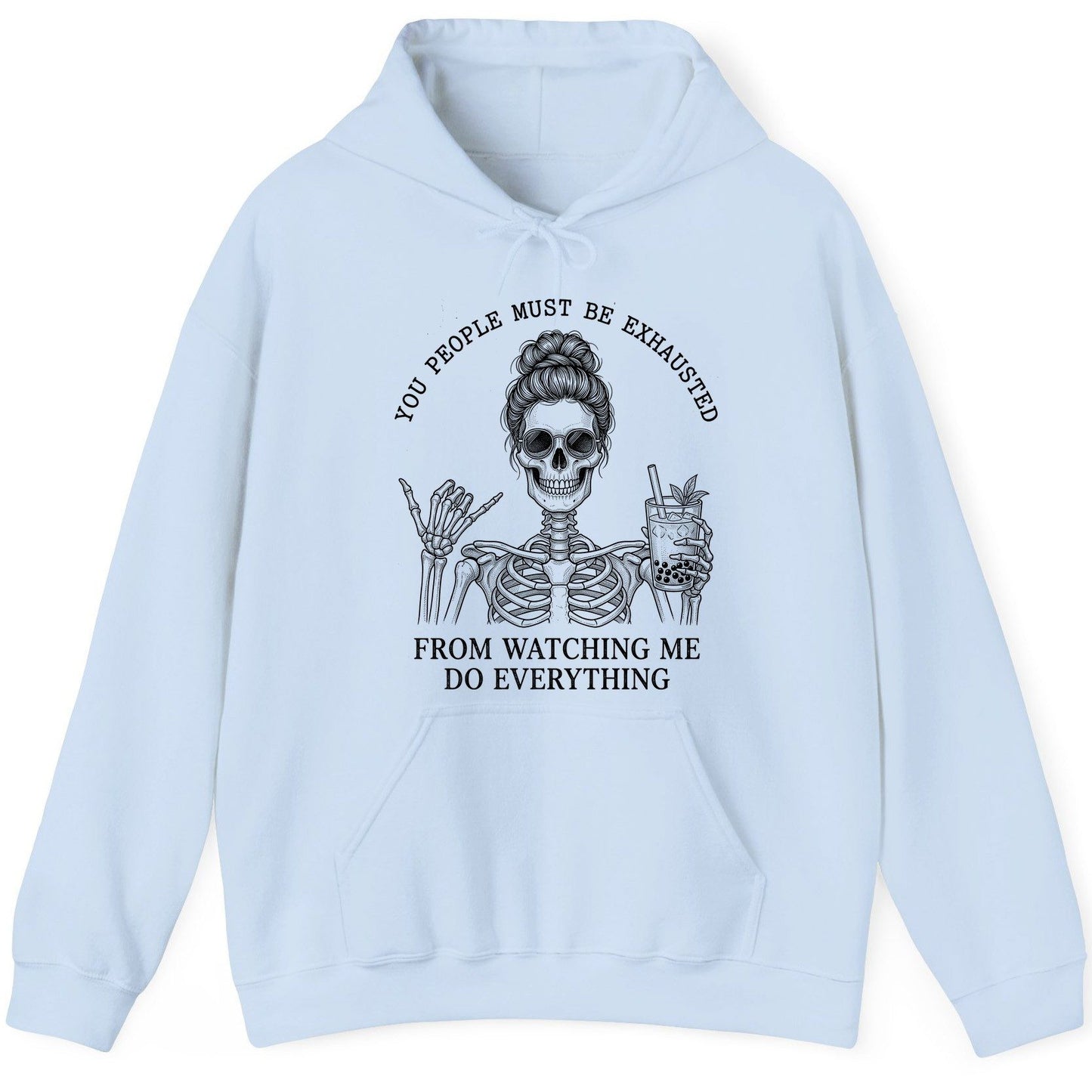Solid Black Minimalist Minimalists Hoodie - product mockup - Light Blue