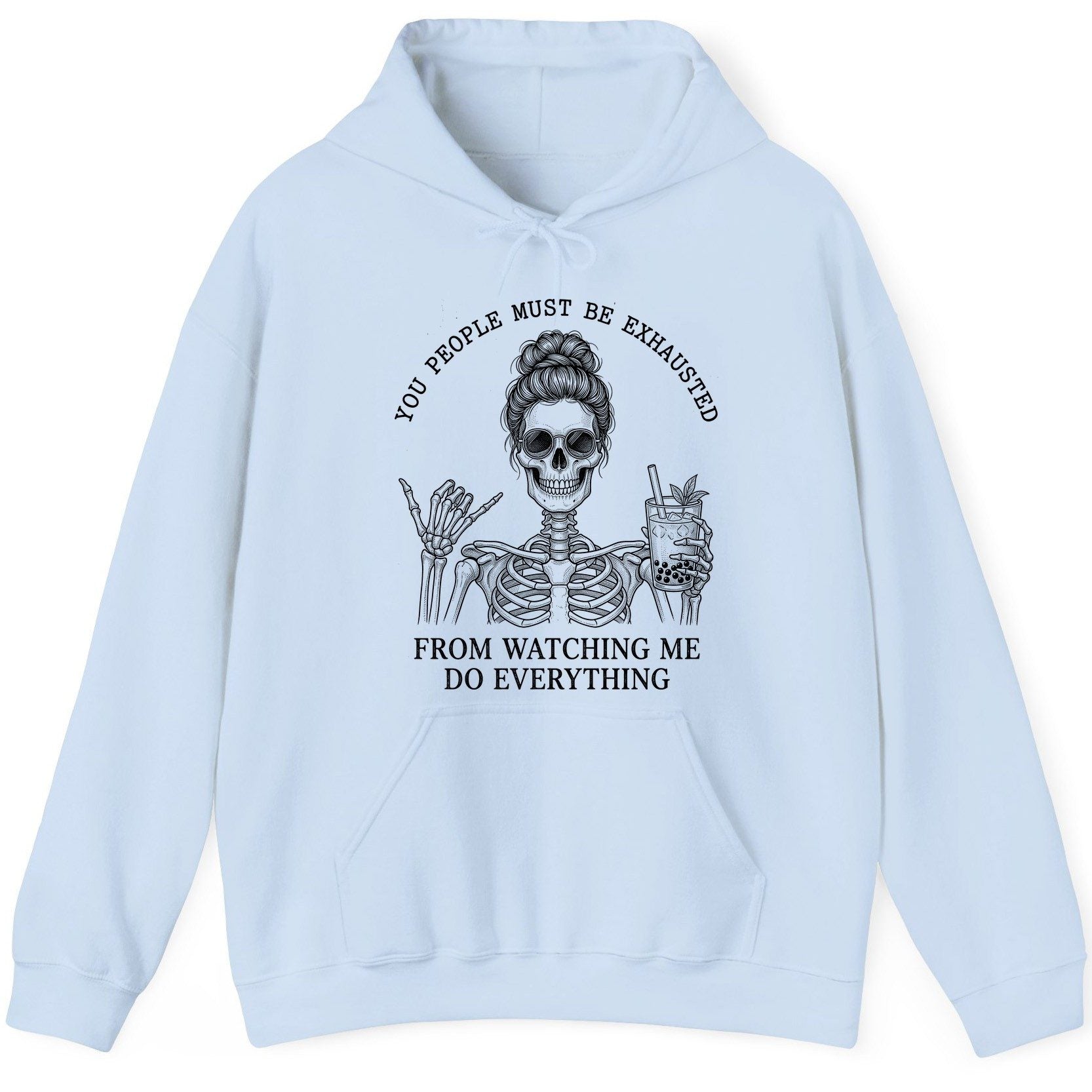 Solid Black Minimalist Minimalists Hoodie - product mockup - Light Blue