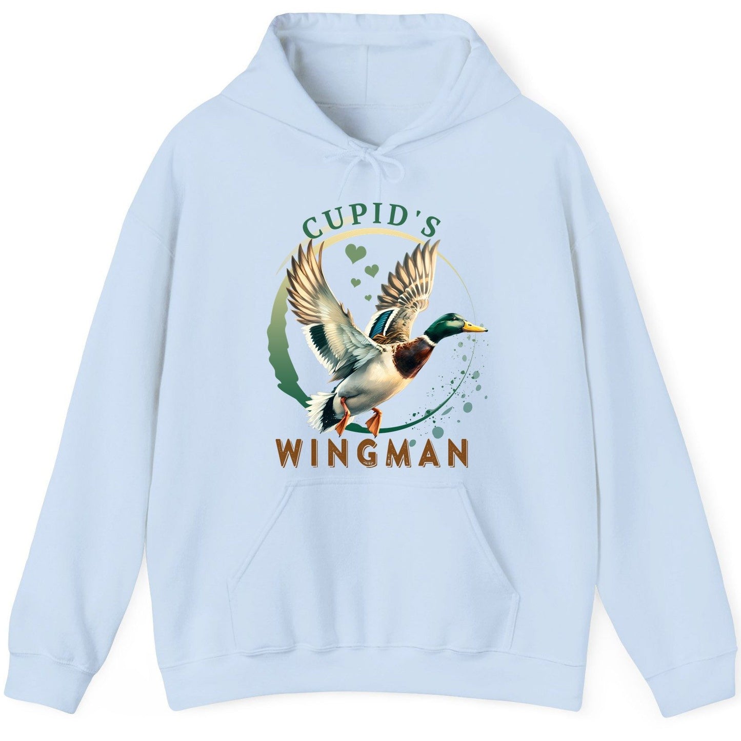 Cupid's Wingman mallard duck Hoodie Light Blue product mockup