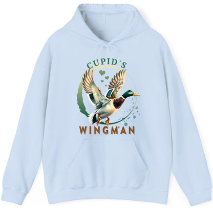 Cupid's Wingman mallard duck Hoodie Light Blue product mockup