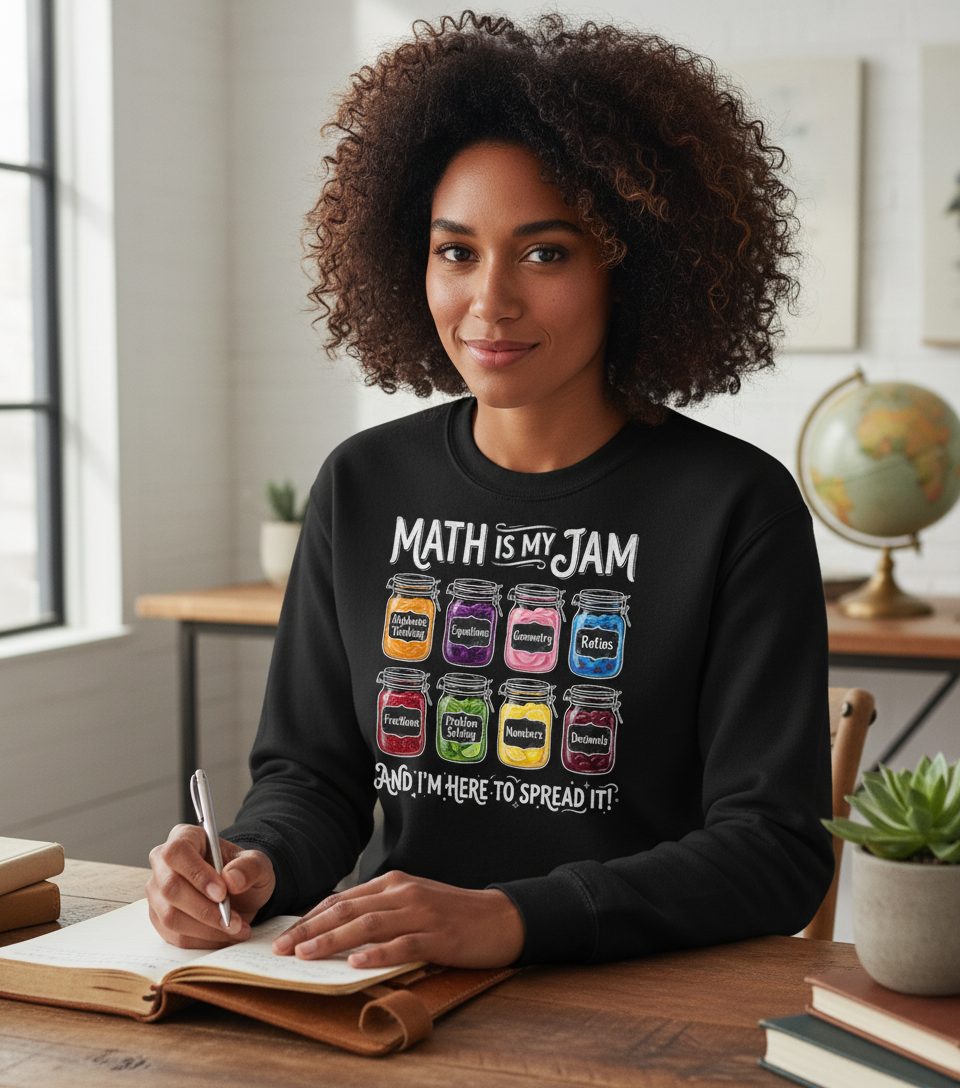 Math Is My Jam and I'm Here to Spread It! mathematics Sweatshirt Black lifestyle mockup