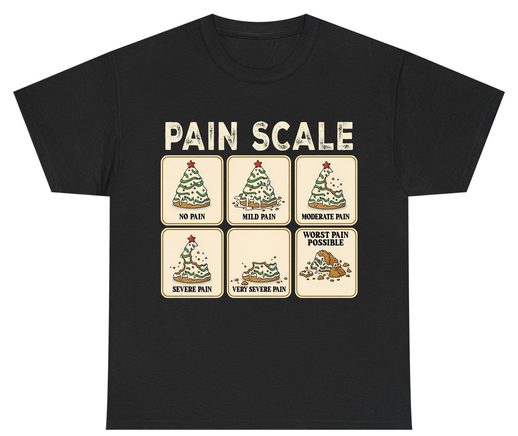 Pain Scale Christmas cookie pain scale Youth T-Shirt Black product mockup