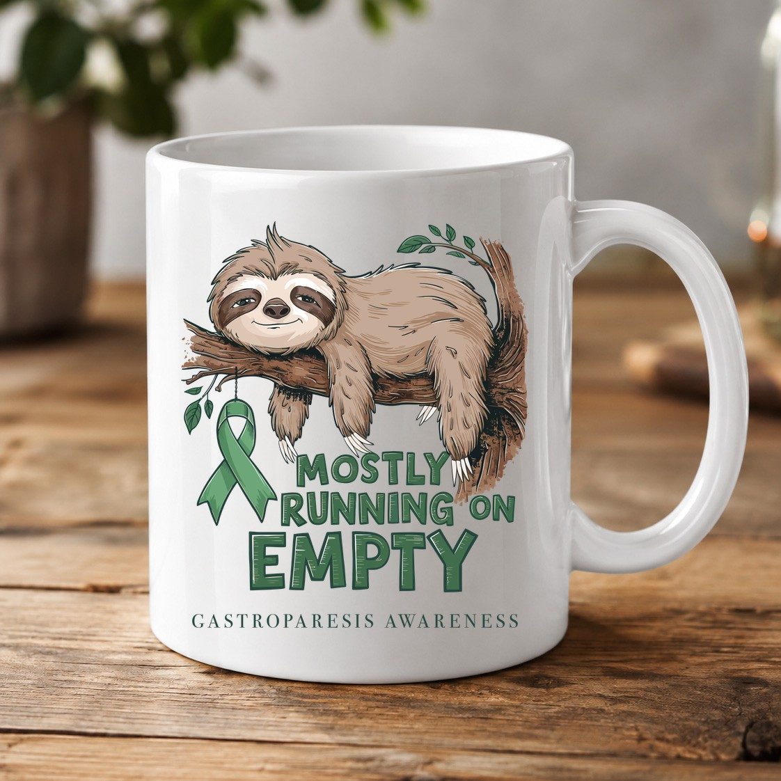 Mostly Running on Empty Gastroparesis Awareness gastroparesis awareness White Mug White product mockup