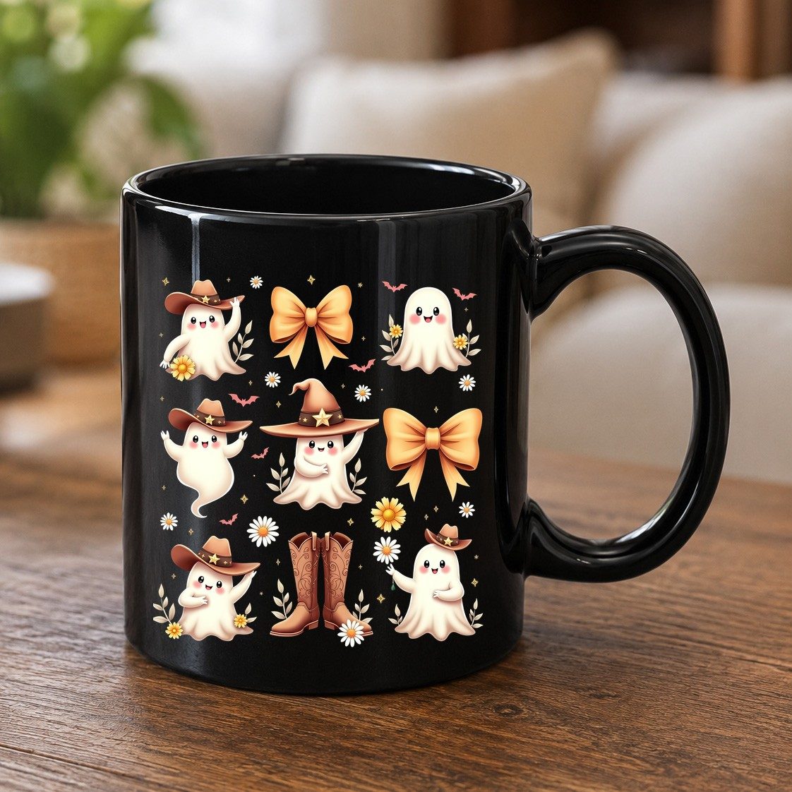 Boo Haw Cute Ghost cute ghost Black Mug Black product mockup