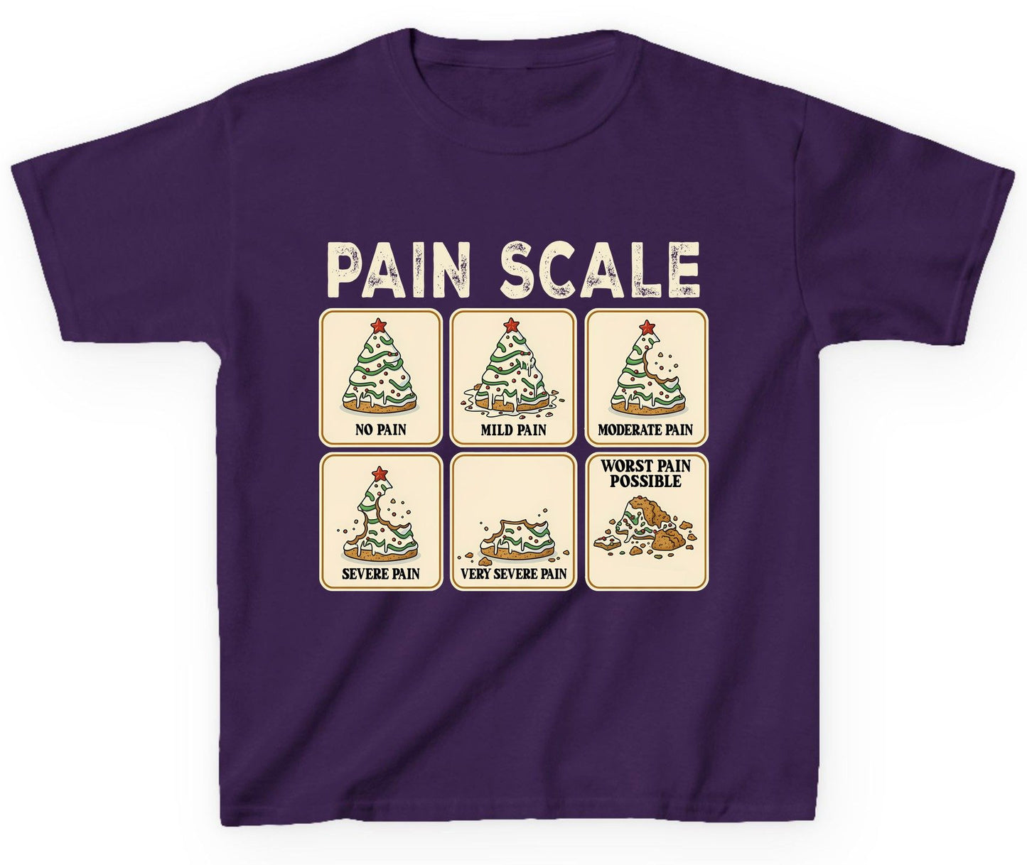 Pain Scale Christmas cookie pain scale Youth T-Shirt Purple product mockup