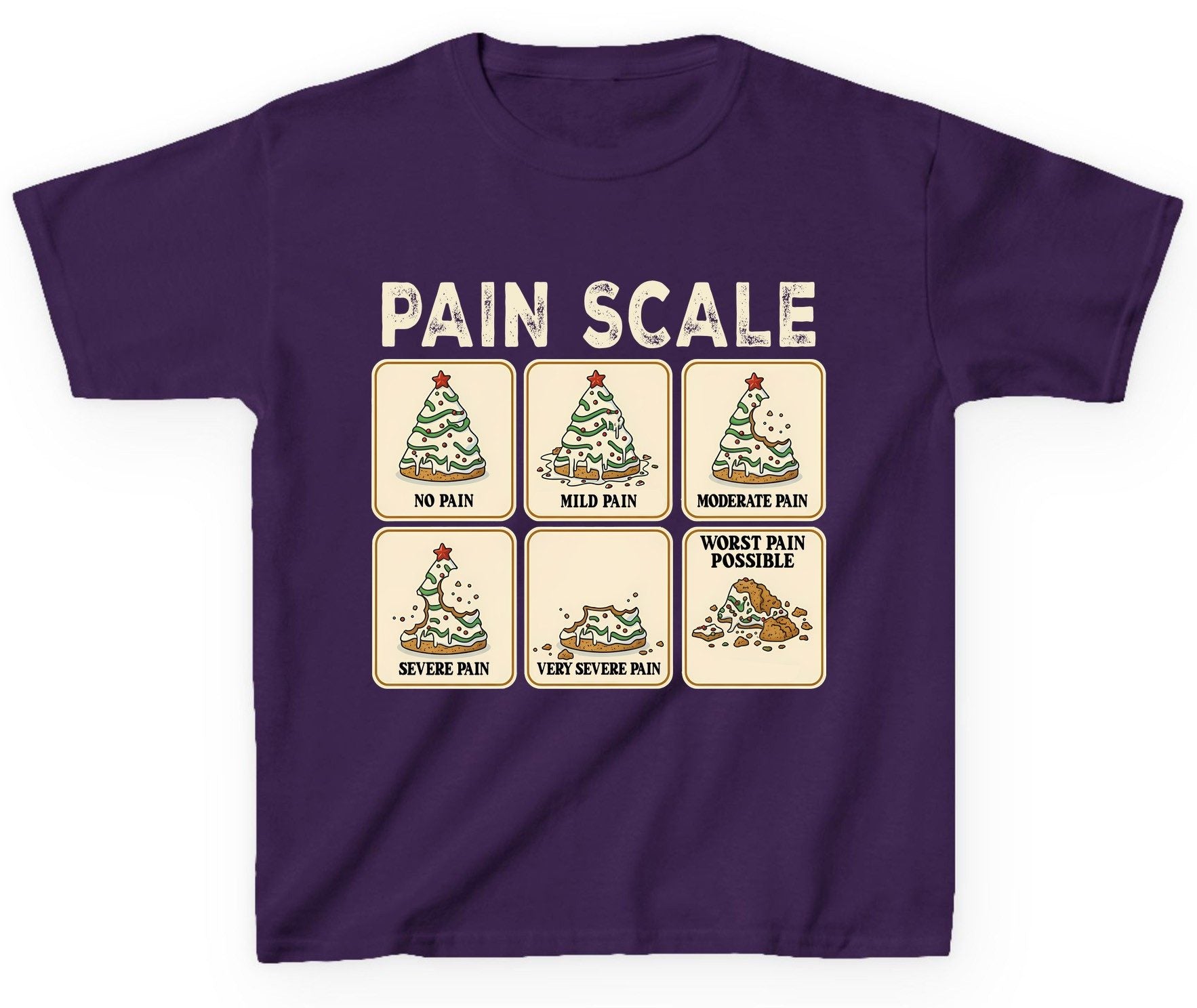 Pain Scale Christmas cookie pain scale Youth T-Shirt Purple product mockup