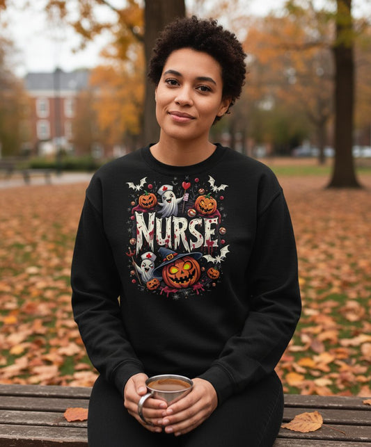 Nurse Halloween nurse Sweatshirt Black lifestyle mockup