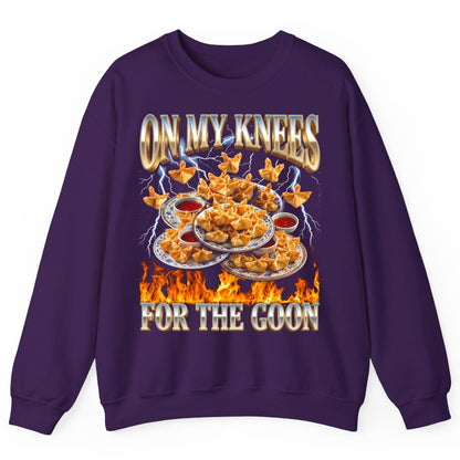 On My Knees for the Goon crab rangoon Sweatshirt Purple product mockup