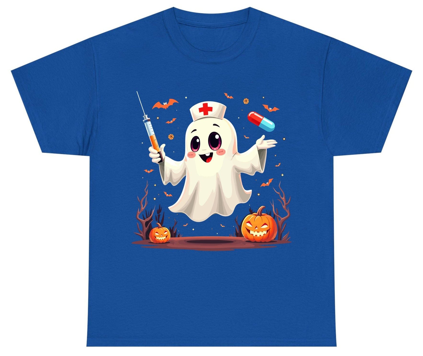 Cute Ghost Nurse Halloween ghost nurse Youth T-Shirt Royal product mockup