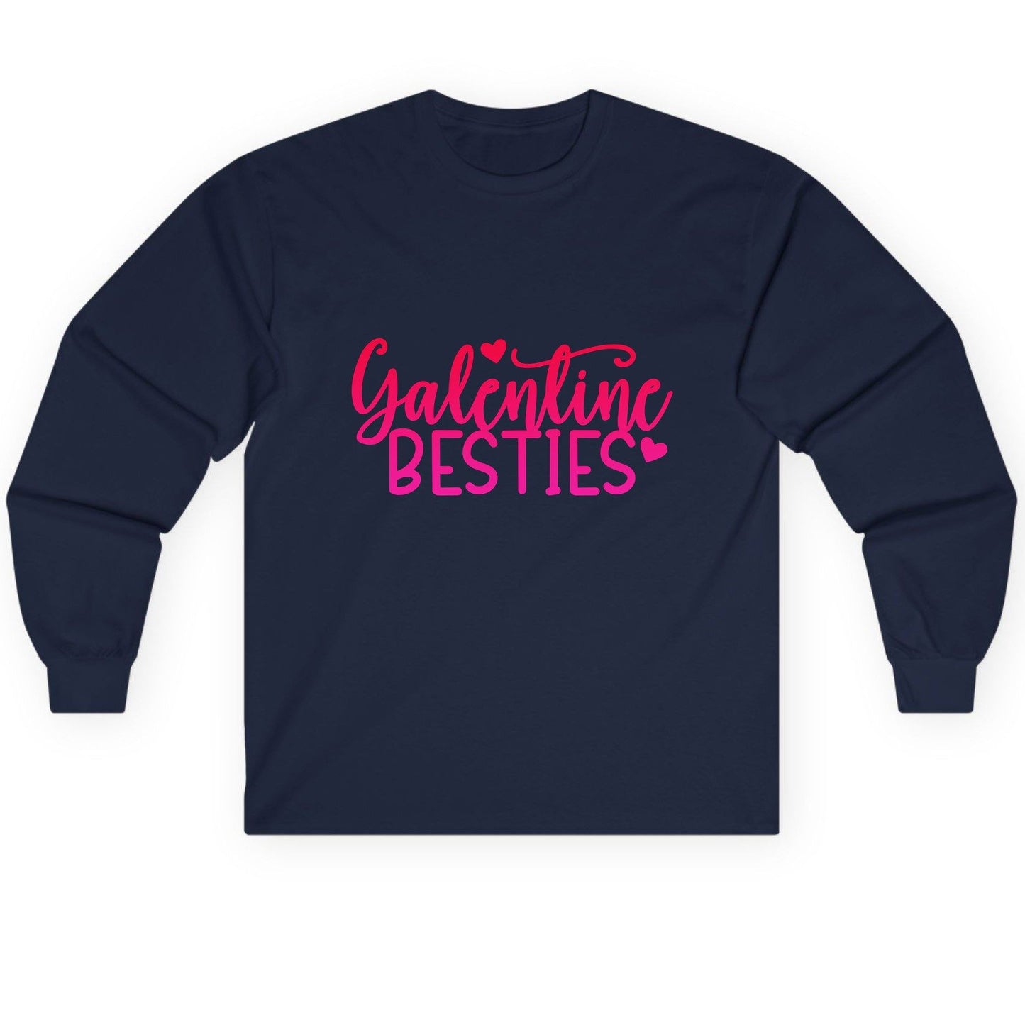 Galentine Besties galentine's day Long Sleeve Tee Navy product mockup