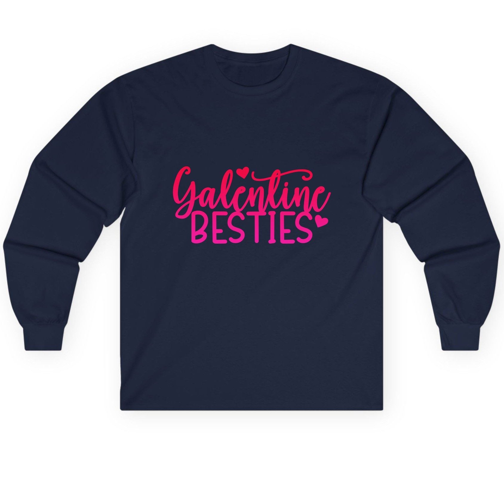 Galentine Besties galentine's day Long Sleeve Tee Navy product mockup