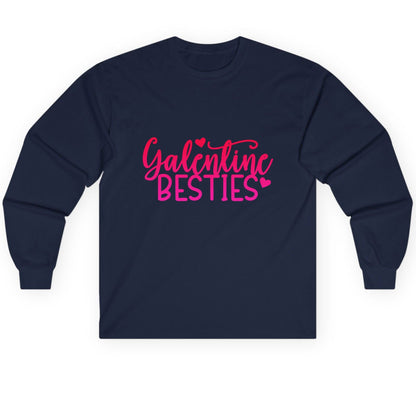Galentine Besties galentine's day Long Sleeve Tee Navy product mockup