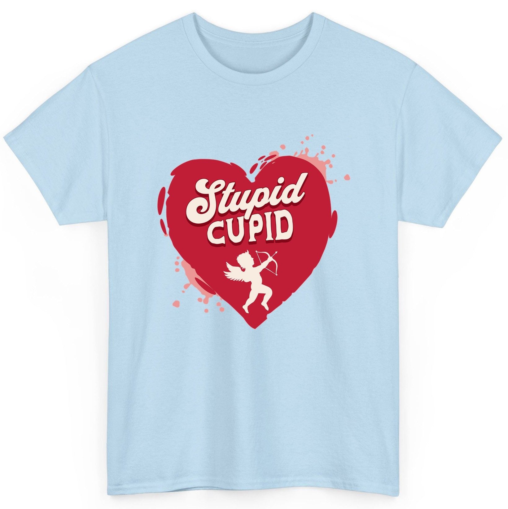 Stupid Cupid anti-Valentine's Day T-Shirt Light Blue product mockup