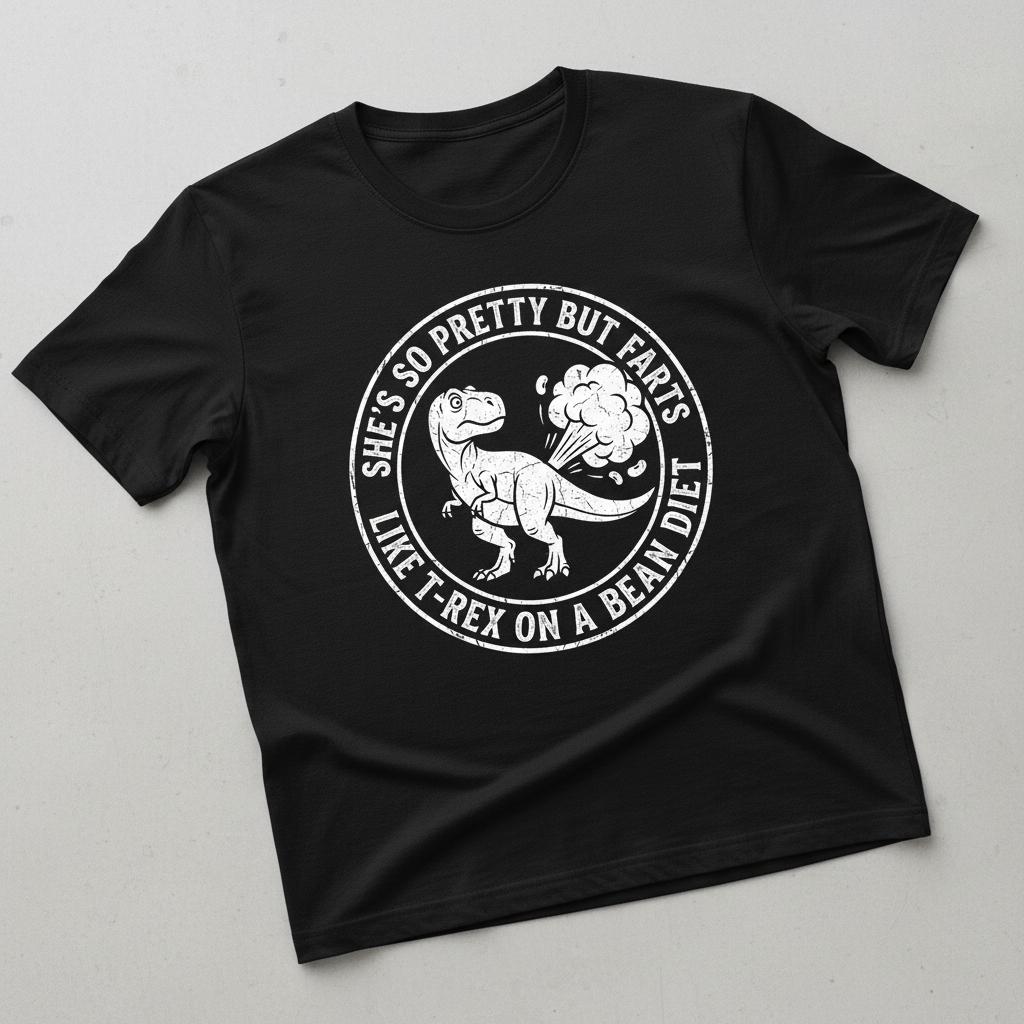 Funny Farting T-Rex On A Bean Diet T-Shirt - Black