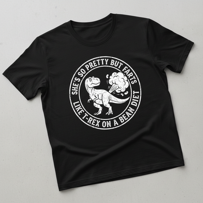 Funny Farting T-Rex On A Bean Diet T-Shirt - Black