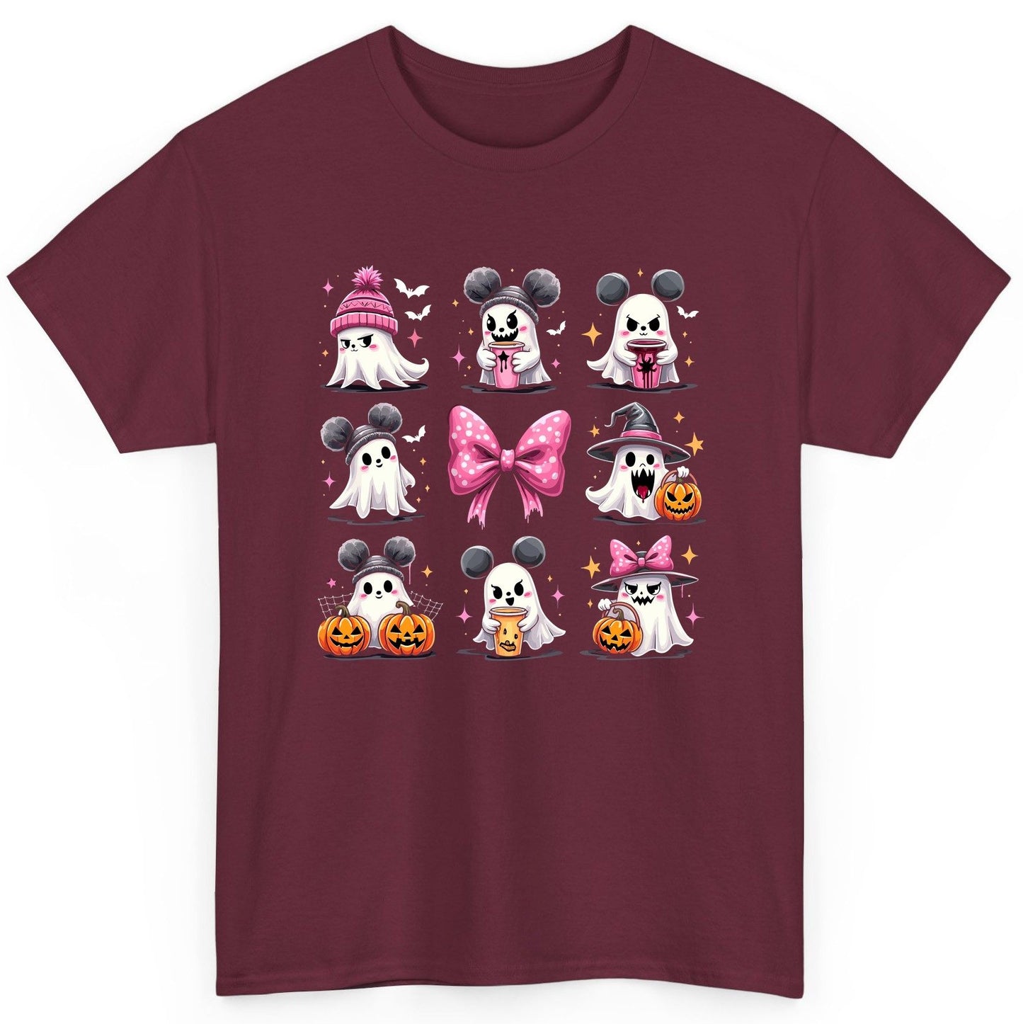 Cute Pink Halloween Ghosts Halloween ghosts T-Shirt Maroon product mockup