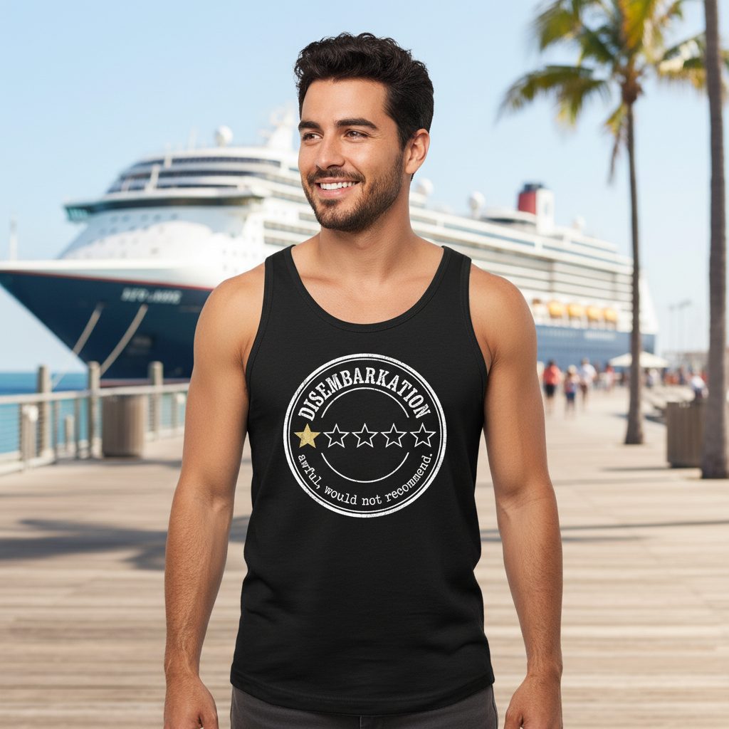 Disembarkation Awful, Would Not Recommend cruise disembarkation Tank Top Black lifestyle mockup