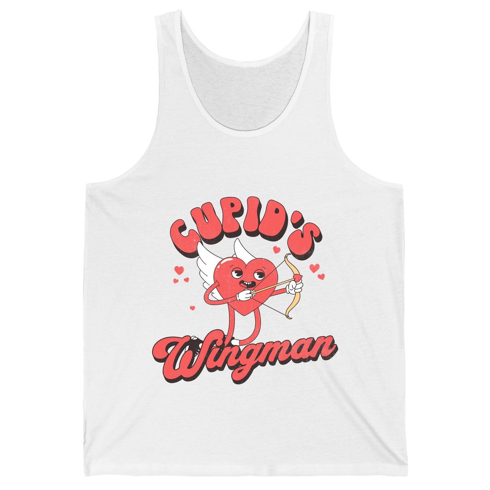Cupid's Wingman Valentine's Day Tank Top White product mockup