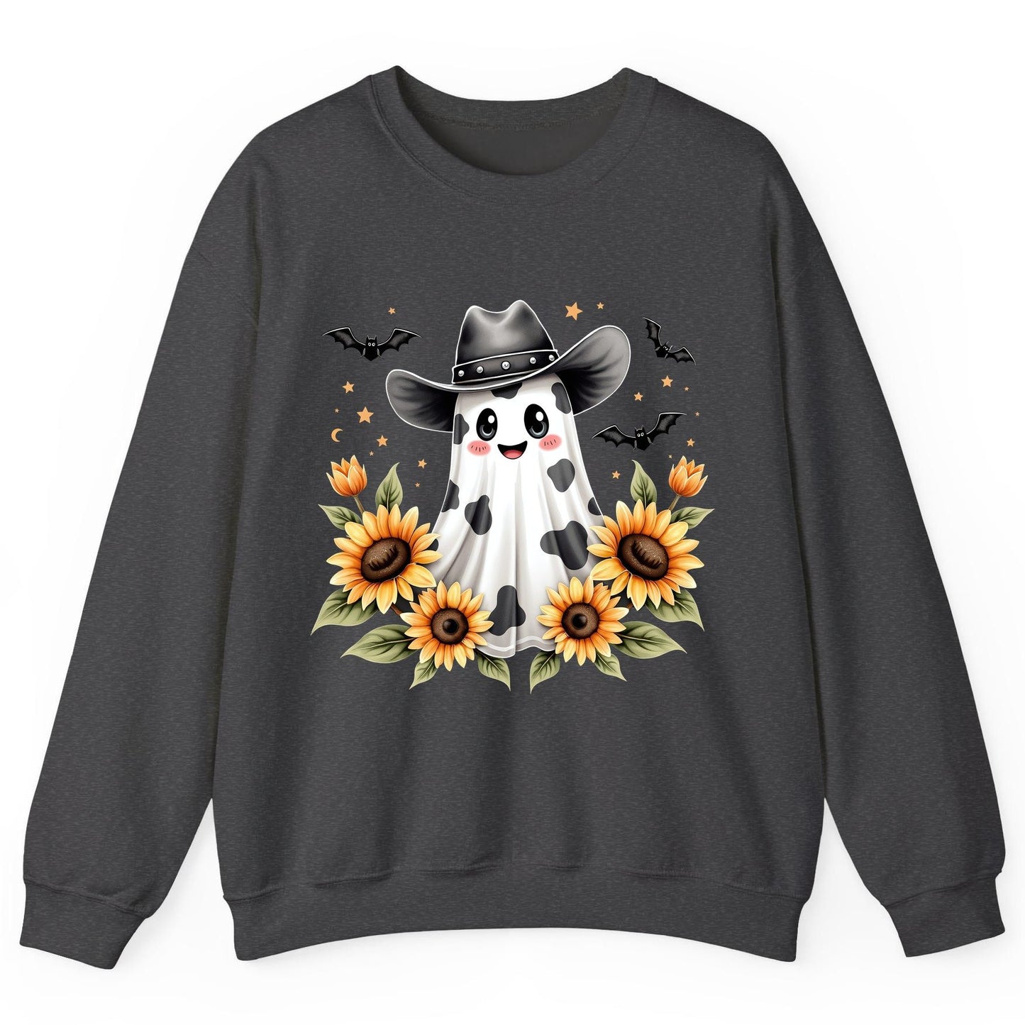 Cowboy Ghost Sunflowers cowboy ghost Sweatshirt Dark Heather product mockup