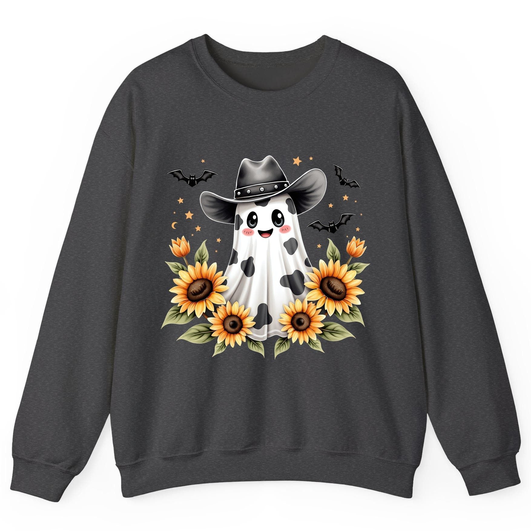 Cowboy Ghost Sunflowers cowboy ghost Sweatshirt Dark Heather product mockup