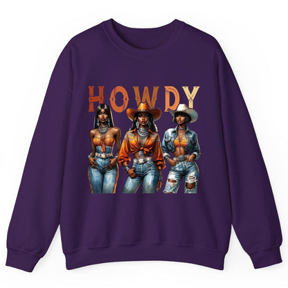 Howdy black cowgirls Sweatshirt Purple product mockup