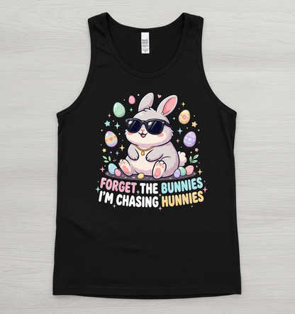 Cool Easter Bunny Chasing Hunnies Funny Design Tank Top - Black