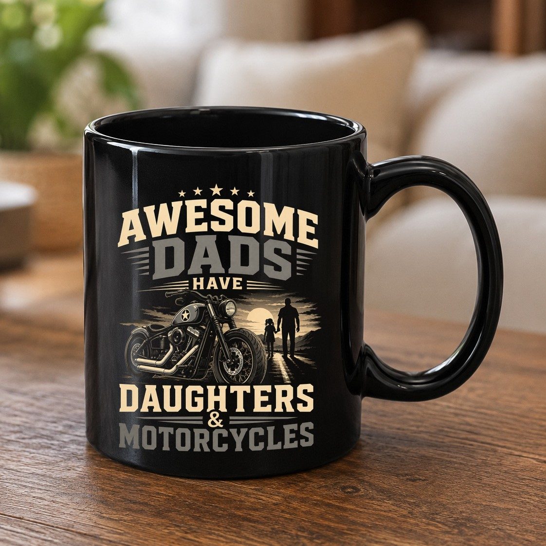Awesome Dads Have Daughters & Motorcycles biker dad Black Mug Black product mockup