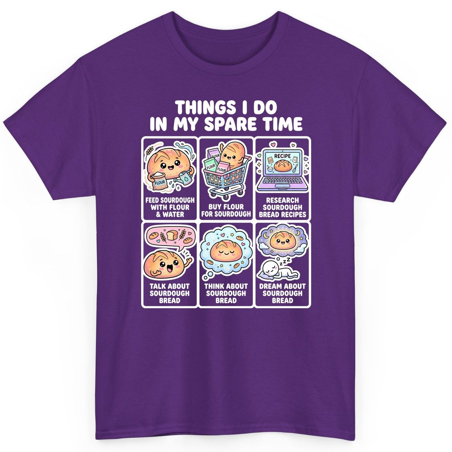 Things I Do in My Spare Time sourdough bread baking T-Shirt Purple product mockup