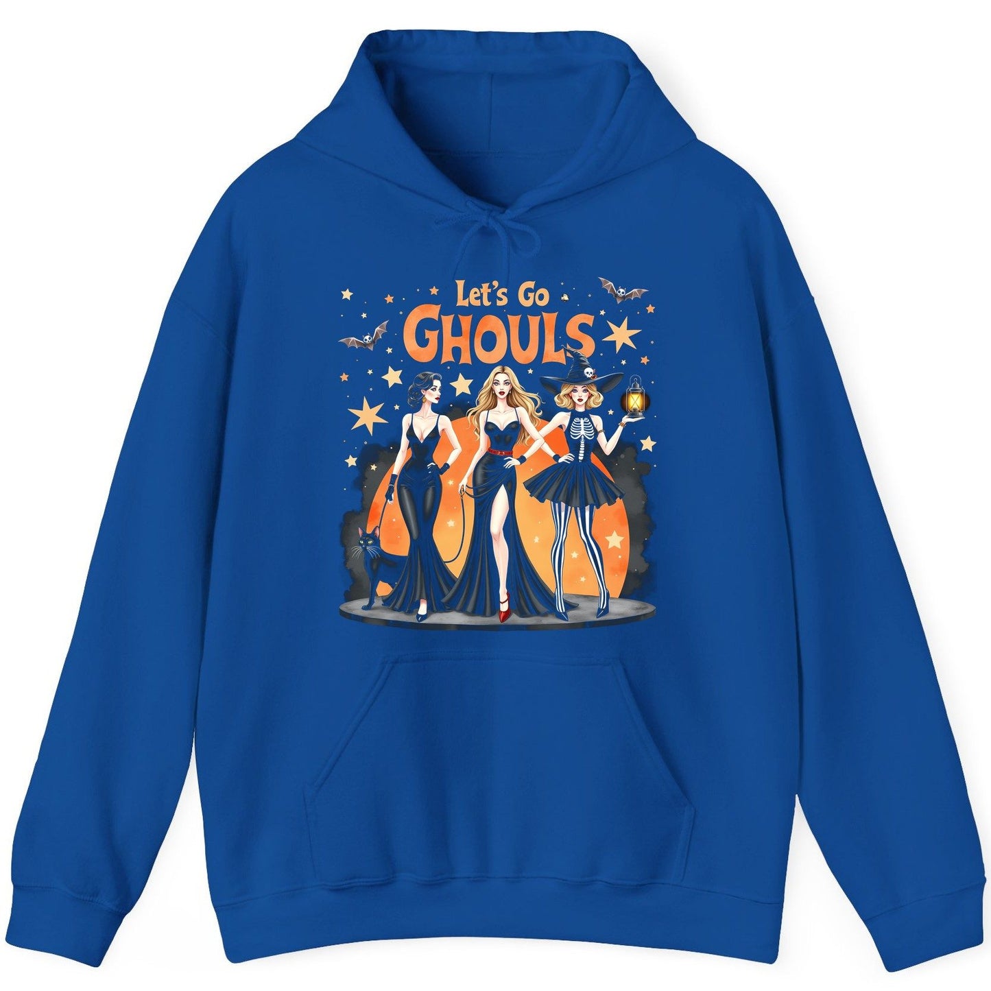Let's Go Ghouls Halloween women Hoodie Royal product mockup
