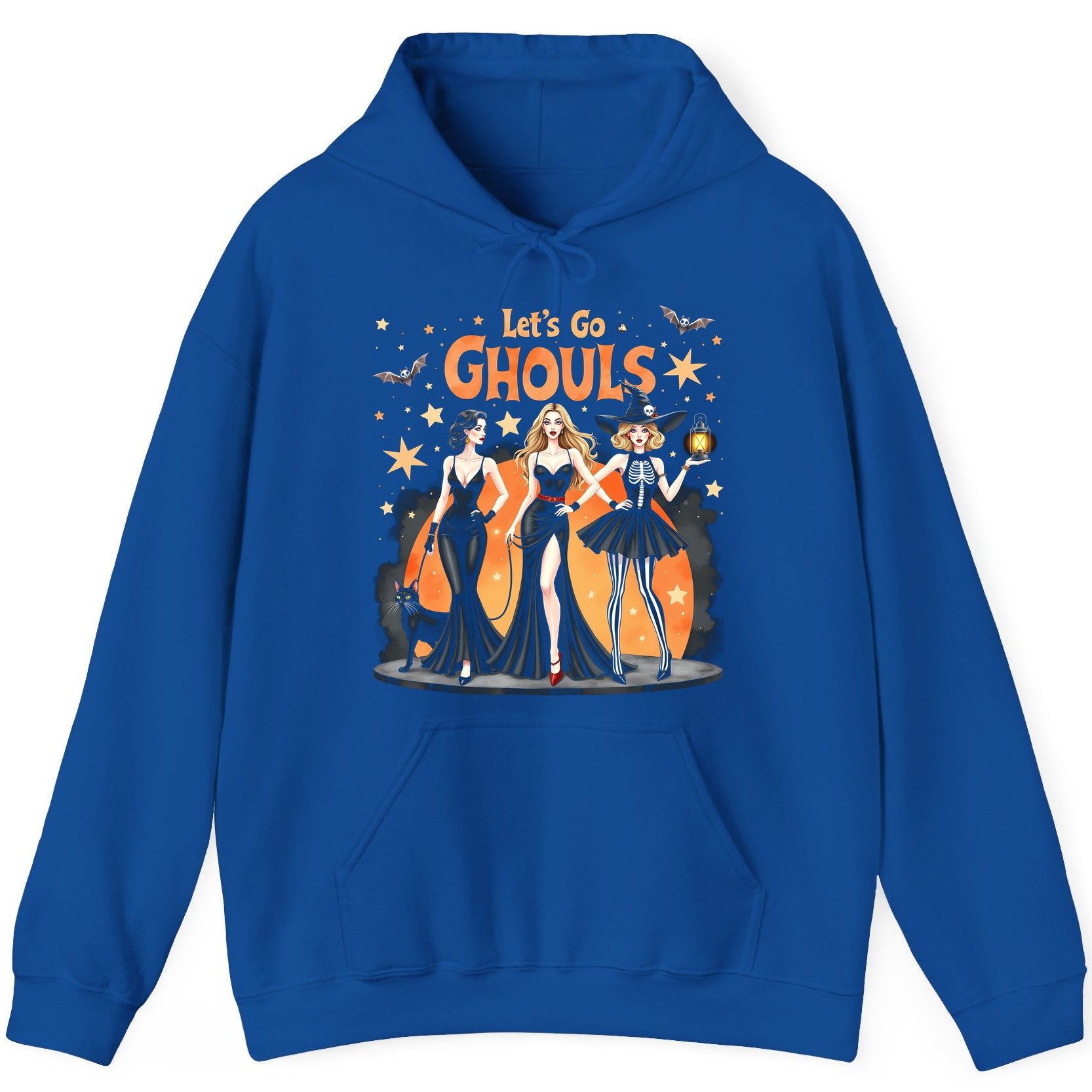 Let's Go Ghouls Halloween women Hoodie Royal product mockup