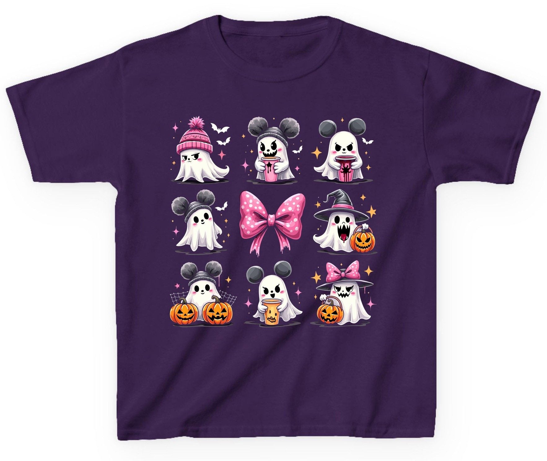 Cute Pink Halloween Ghosts Halloween ghosts Youth T-Shirt Purple product mockup