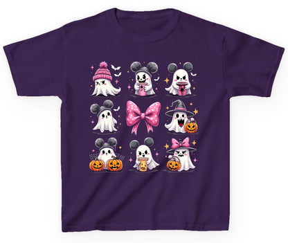 Cute Pink Halloween Ghosts Halloween ghosts Youth T-Shirt Purple product mockup