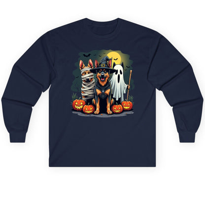 Halloween Dogs in Costumes Halloween dogs Long Sleeve Tee Navy product mockup