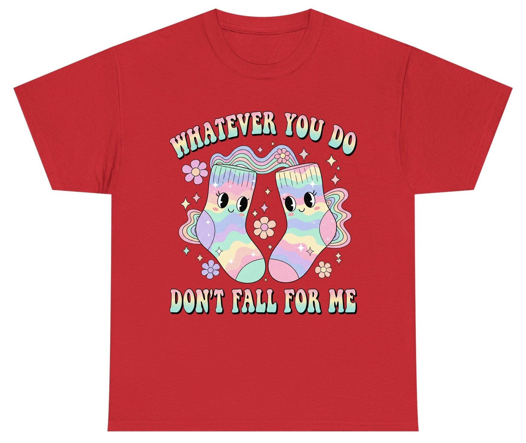Whatever You Do Don't Fall for Me funny socks Youth T-Shirt Red product mockup