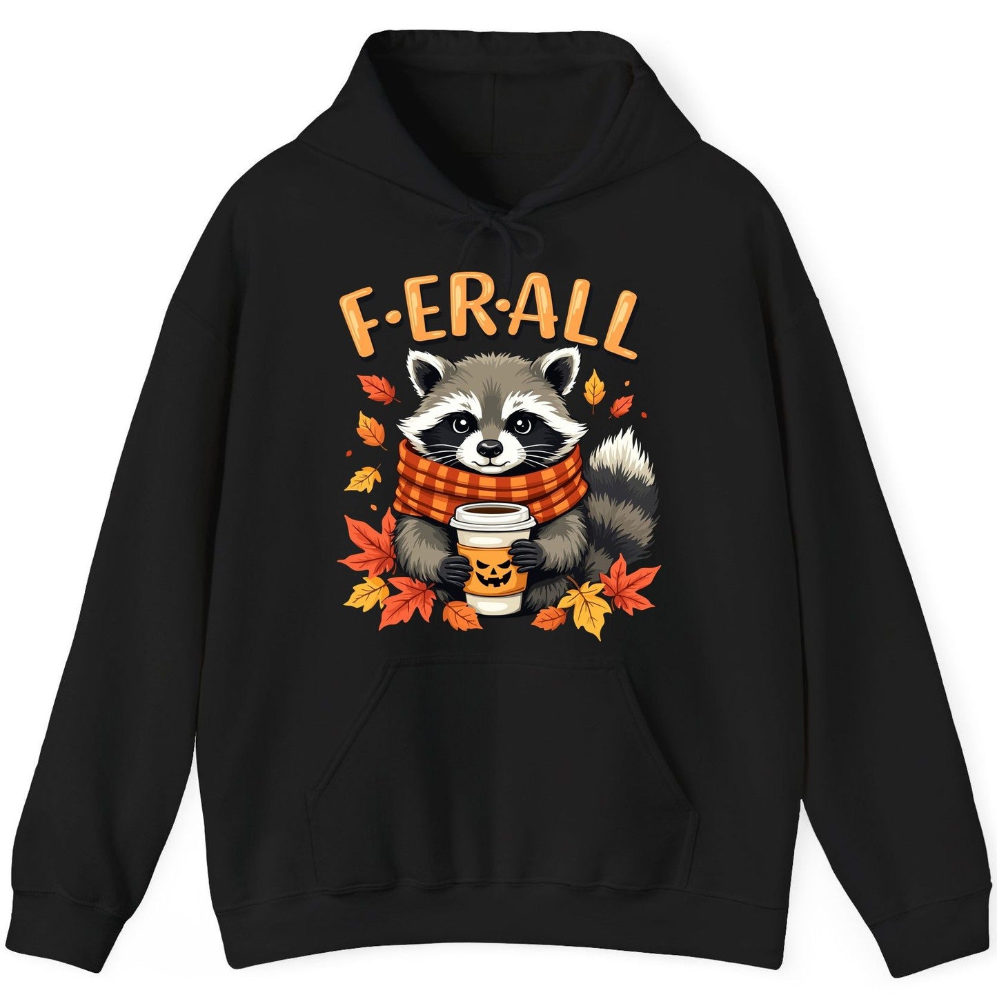F ER All raccoon Hoodie Black product mockup
