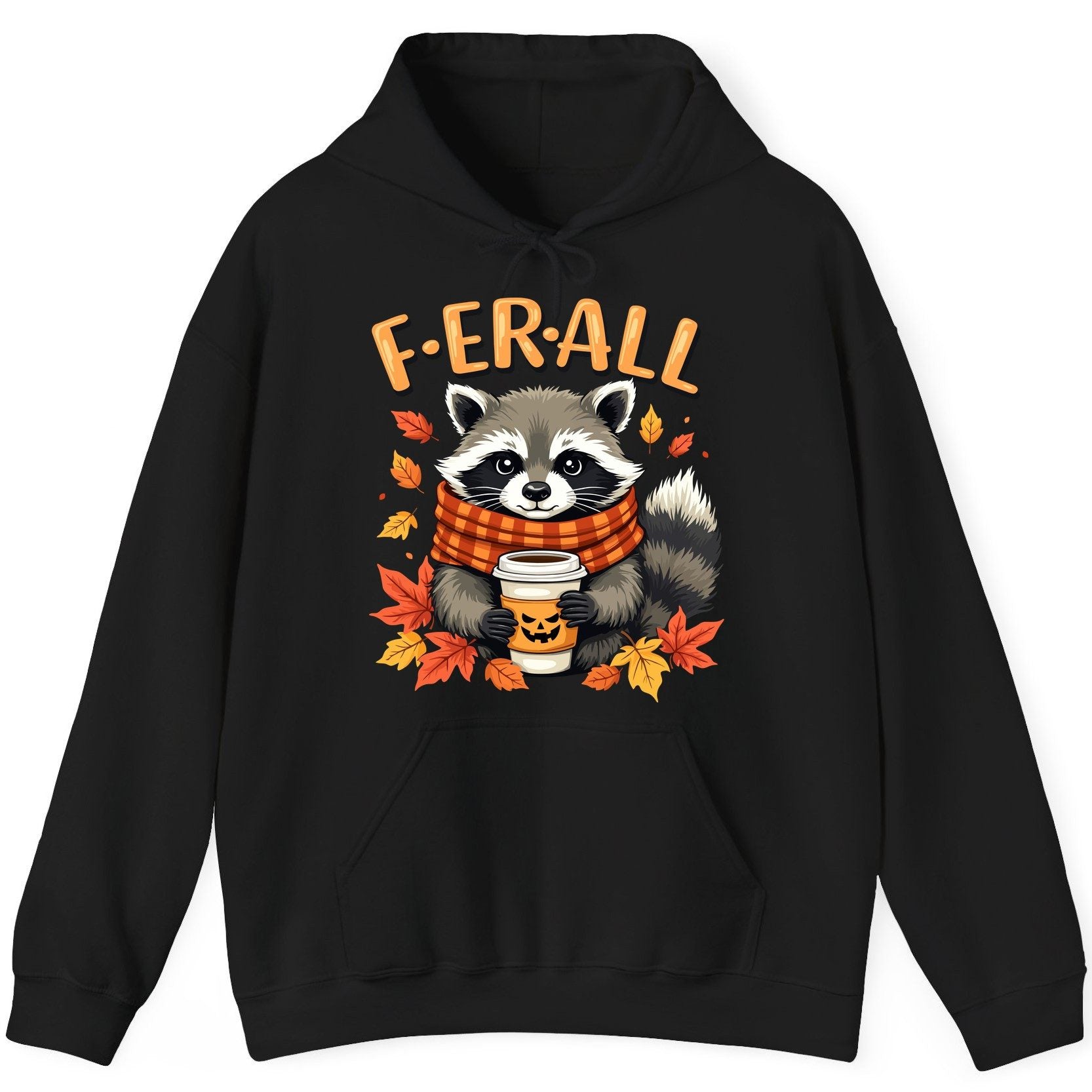 F ER All raccoon Hoodie Black product mockup