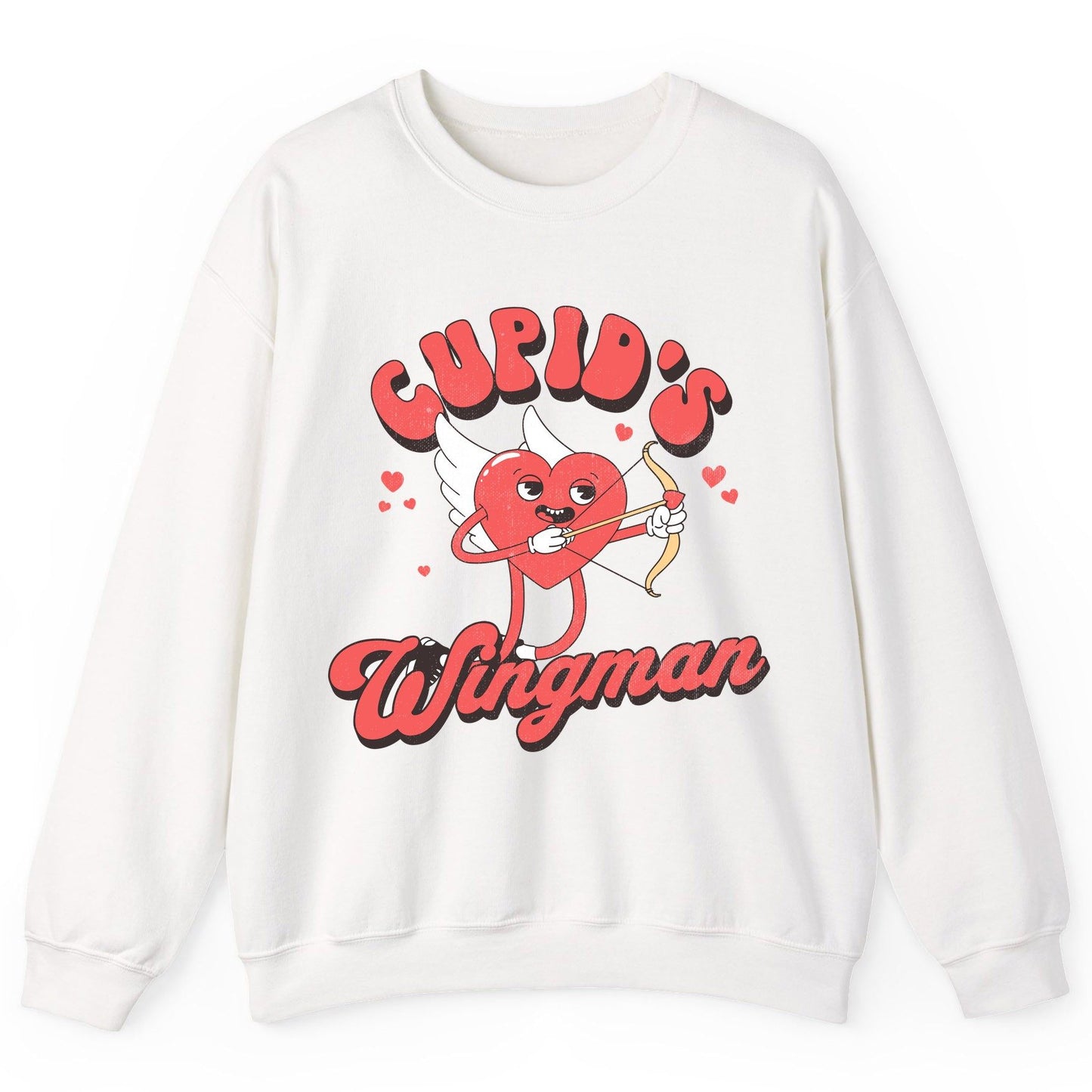 Cupid's Wingman Valentine's Day Sweatshirt White product mockup