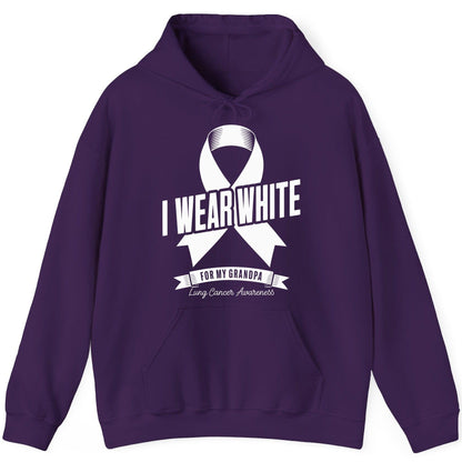 I Wear White for My Grandpa lung cancer awareness Hoodie Purple product mockup
