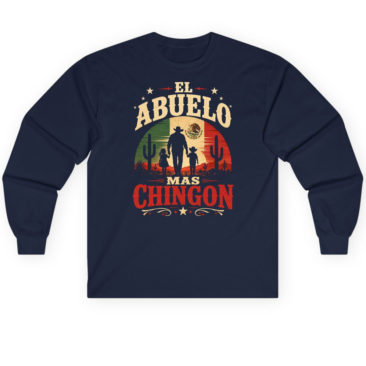 El Abuelo Mas Chingon mexican grandfather Long Sleeve Tee Navy product mockup
