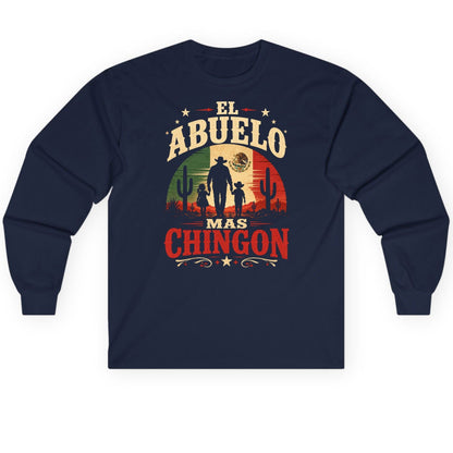 El Abuelo Mas Chingon mexican grandfather Long Sleeve Tee Navy product mockup