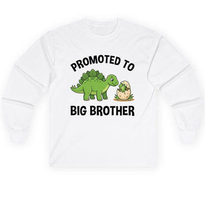 Promoted to Big Brother Dinosaur Long Sleeve Tee - product mockup - White