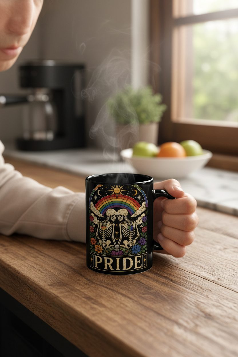 Pride Lgbtq+ Black Mug - lifestyle model mockup - Black